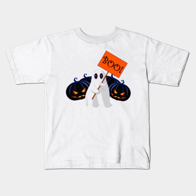 Halloween Pickleball Ghost BOO Kids T-Shirt by fanidi